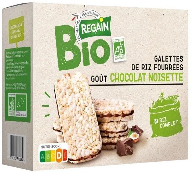 Galette riz complet fourrage choco noisettes BIO - 120g
