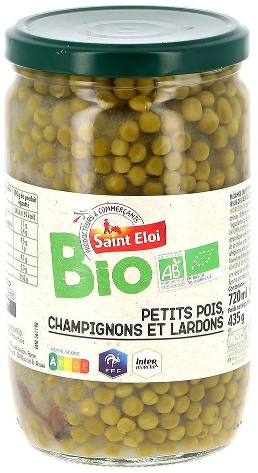 Petits Pois champignons lardons BIO 72 cl