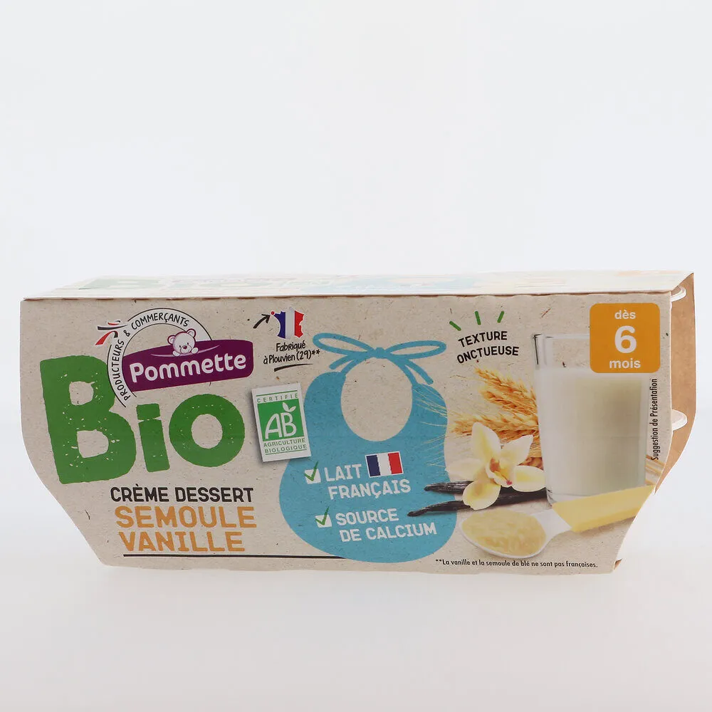 Dessert lacté BIO semoule vanille - dès 6 mois