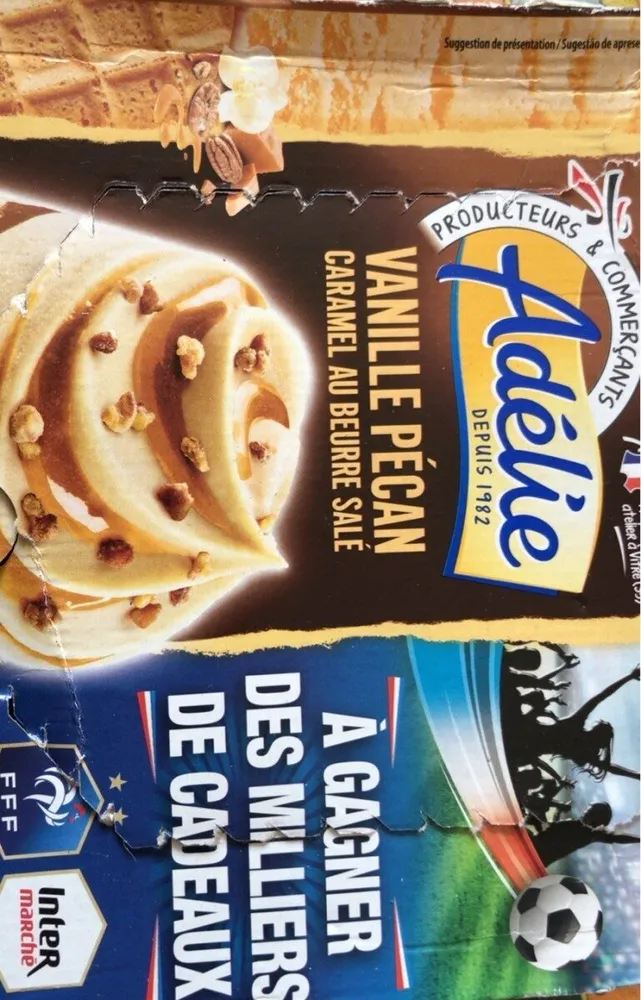 Glace vanille pécan caramel au beurre salé en cône