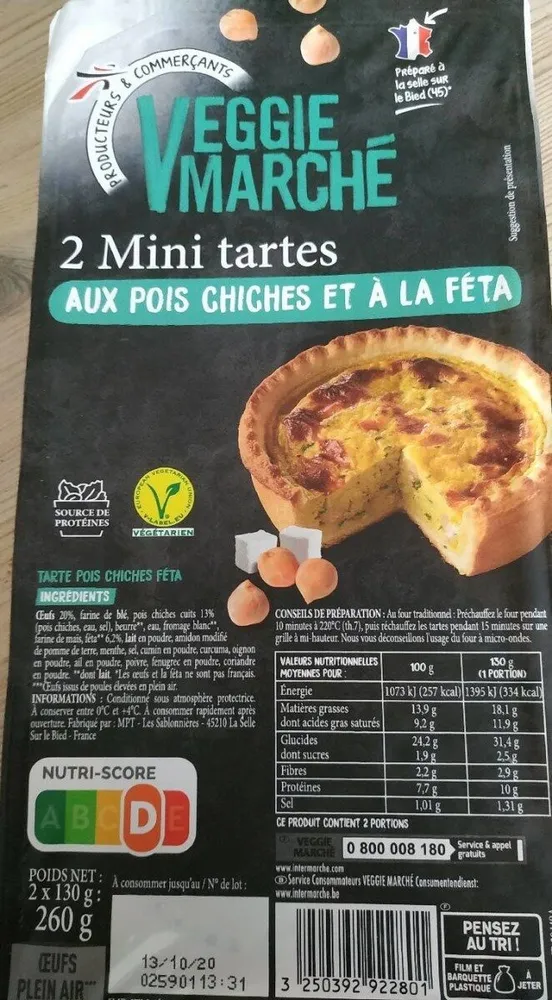 Mini tartes aux pois chiches et à la fêta