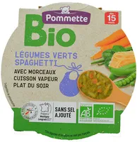 Assiette BIO Légumes verts spaghetti 250g - 15 mois