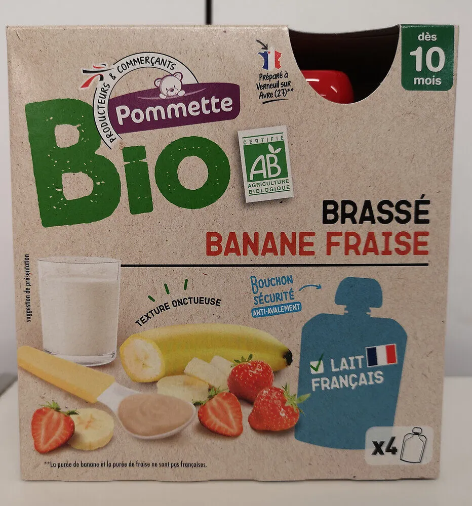 Gourde BIO Brassé banane fraise - 340g (4x85g) - 10 mois