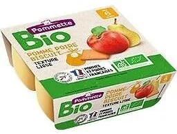 Quadrette purée de pomme poire biscuit BIO - 4x100g - 6 mois