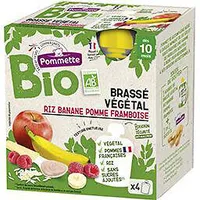 Gourde BIO Brassé végétal riz framboise banane - 340g (4x85g) - 10 mois
