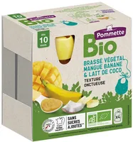 Gourde BIO Brassé végétal mangue banane lait de coco - 340g (4x85g) - 10 mois