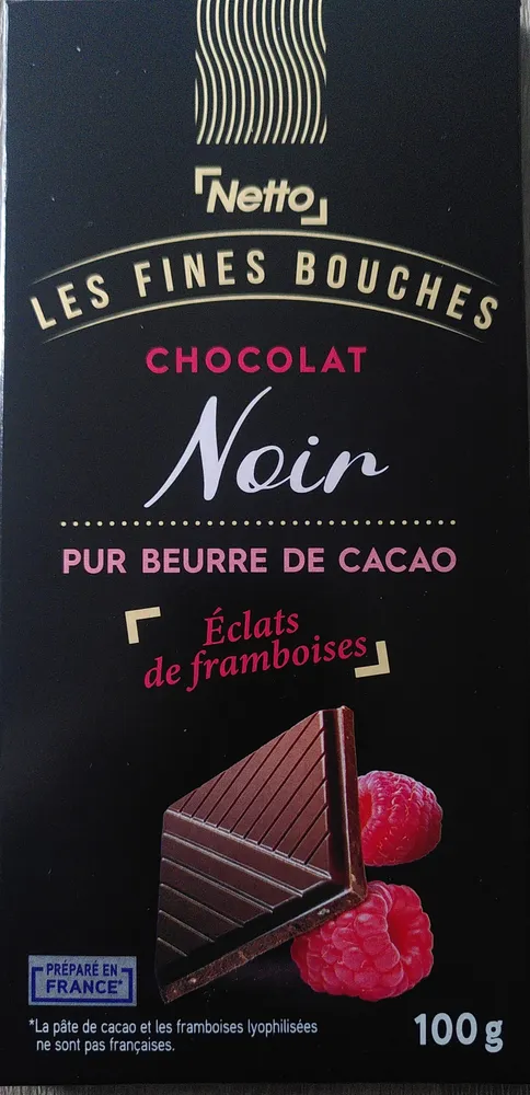 Tablette dégustation chocolat noir framboise - 100g