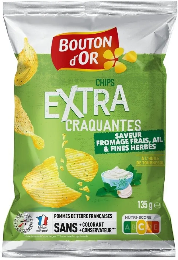 Chips extra craquantes saveur fromage frais, ail et fines herbes