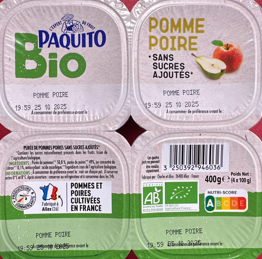 Purée de fruits Pomme poire