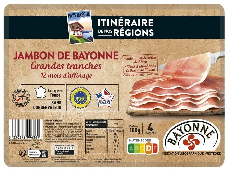 LS JAMBON BAYONNE sans nitrate 4GT 100G IGP