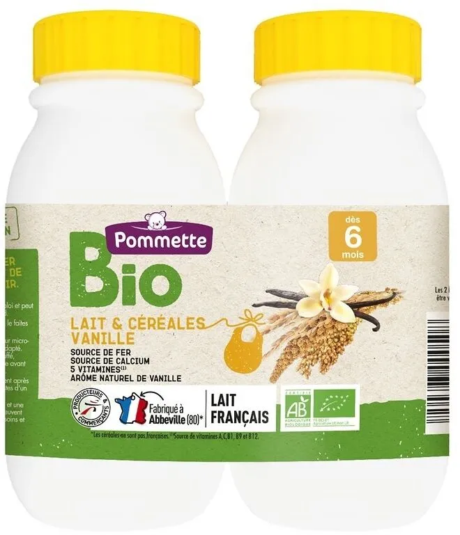 Laits & Céréales vanille BIO 2*250ml - 6 mois