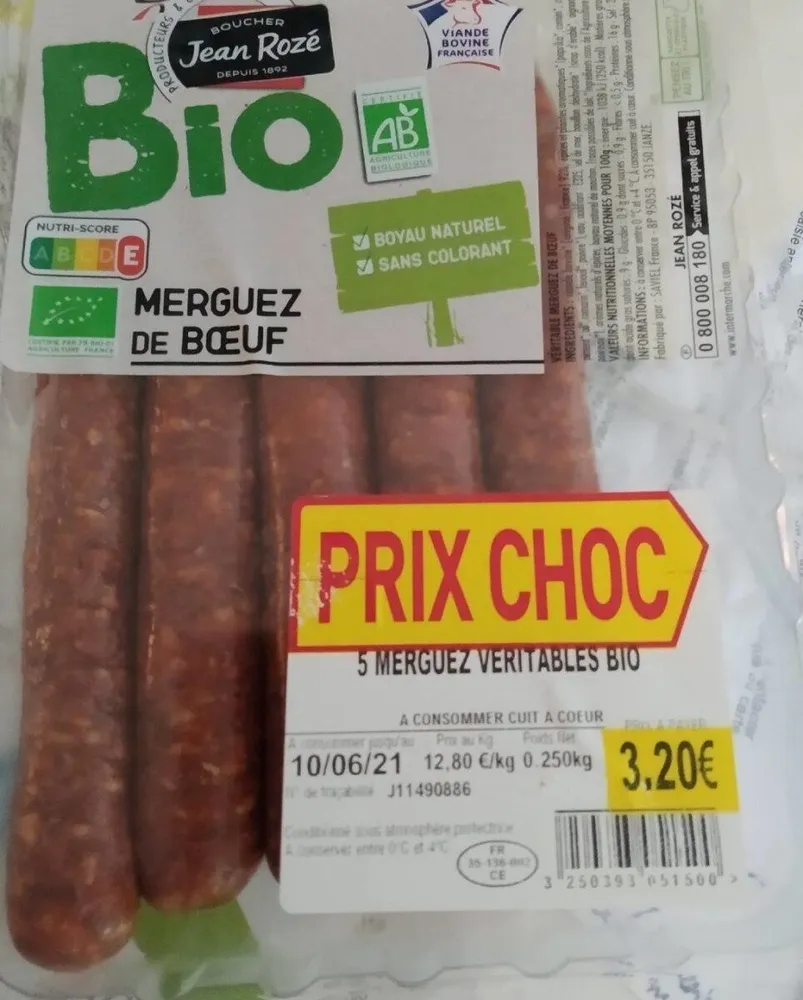 Merguez de boeuf bio