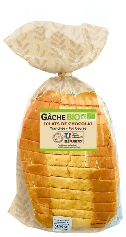 Gache pepites chocolat en tranche bio 400g