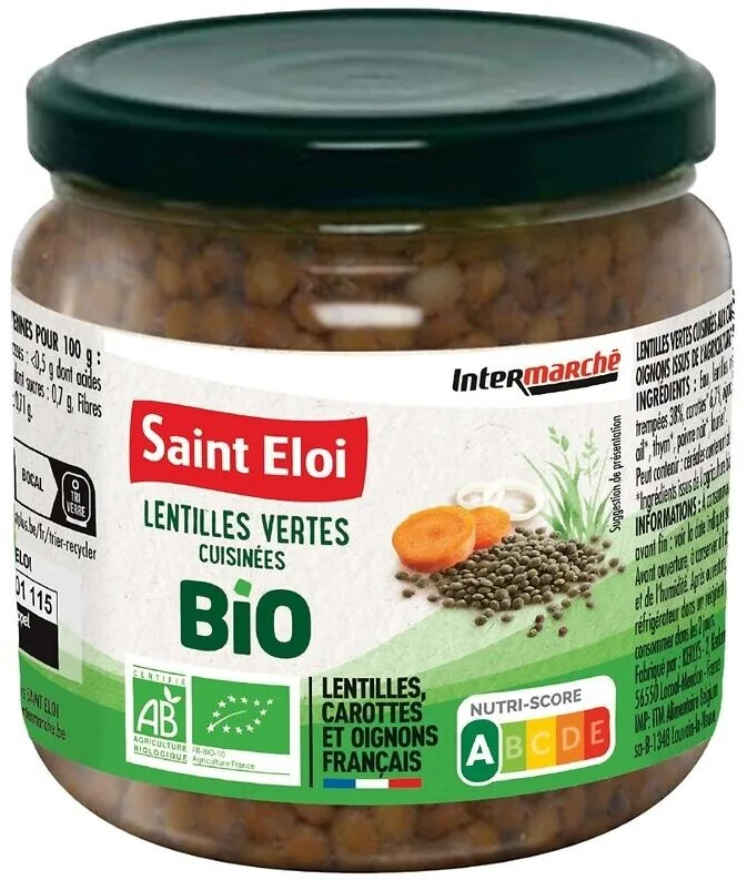 Lentilles vertes cuisinées Bio