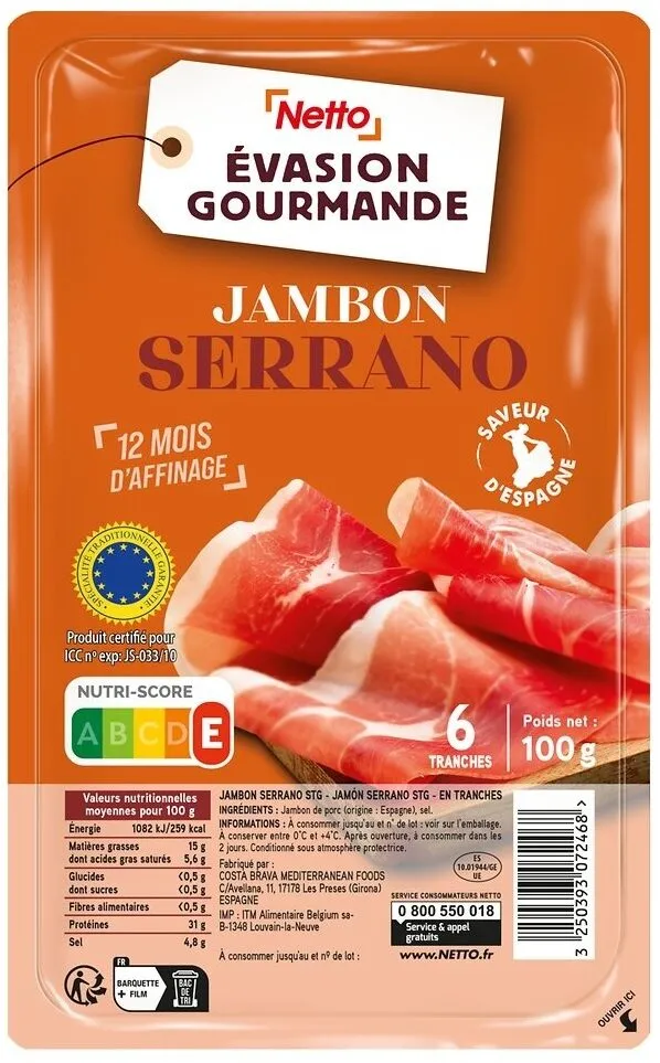 HD Jambon serrano 6T 100G