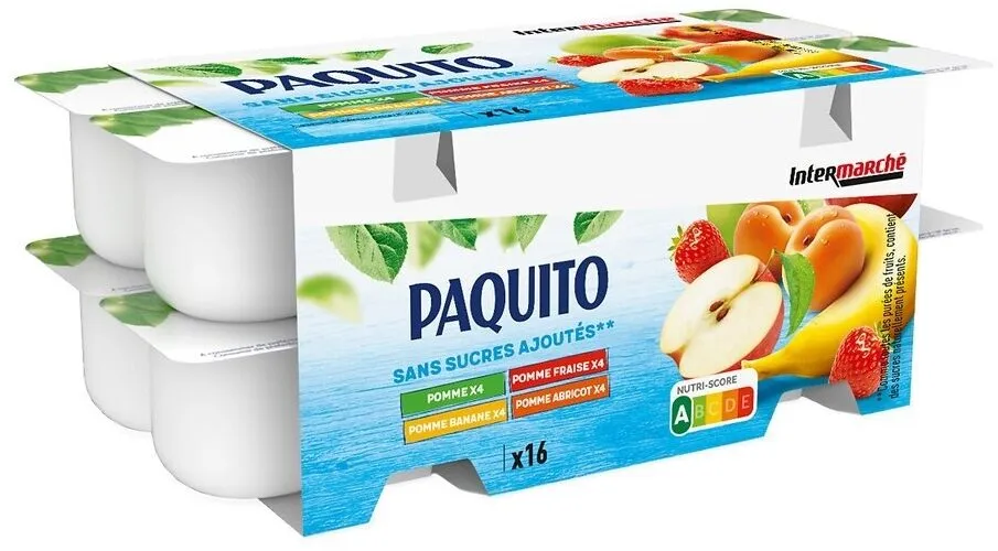PUREE DE FRUITS SSA PANACHE 16X100G - pomme, pomme fraise, pomme abricot, pomme banane
