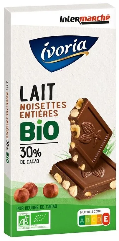 Tablette Bloc BIO - Chocolat au lait noisettes - 200g