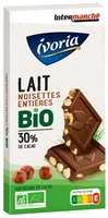 Tablette Bloc BIO - Chocolat au lait noisettes - 200g