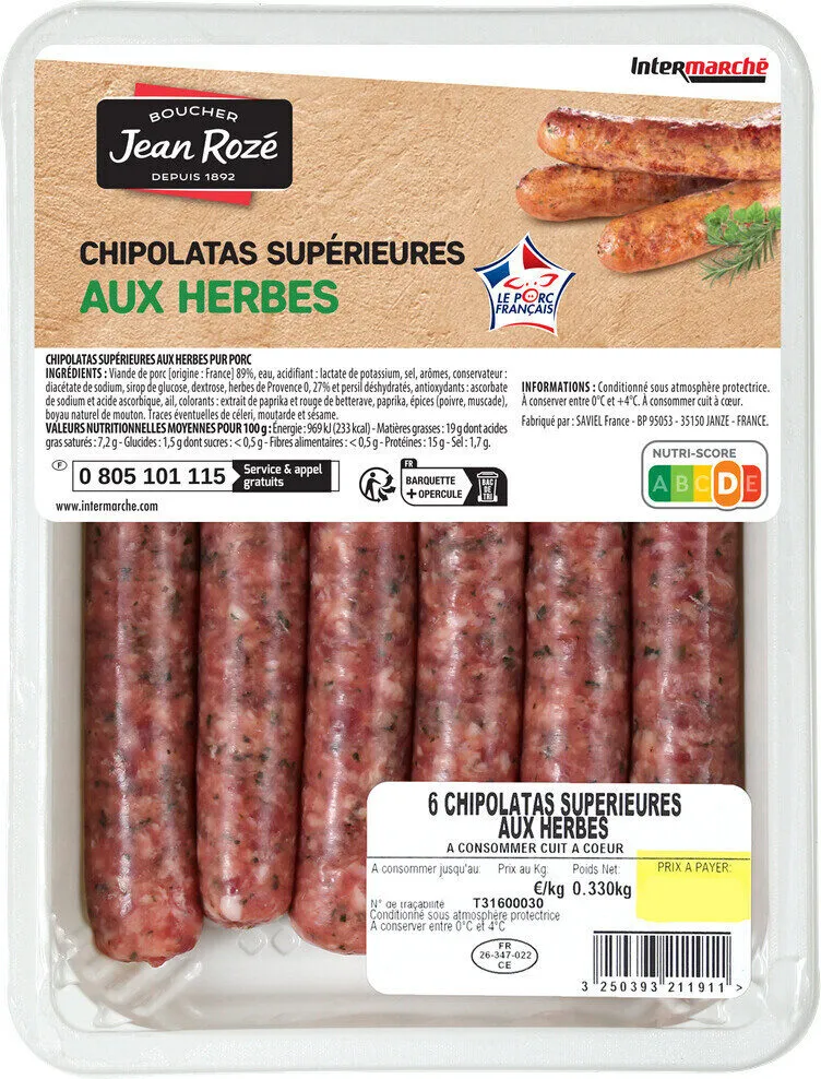 Chipolatas supérieures aux herbes