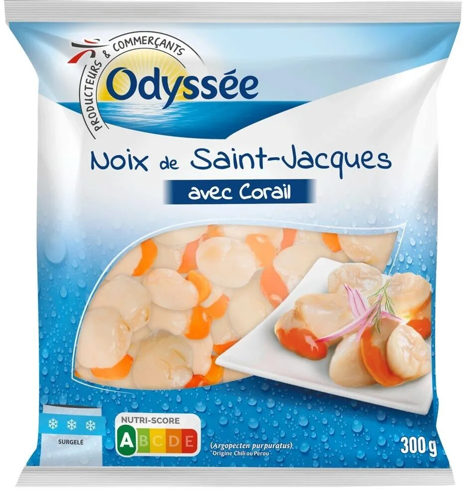 NOIX DE SAINT JACQUES AVEC CORAIL ASC 300G - Argopecten purpuratus - origine chili ou perou