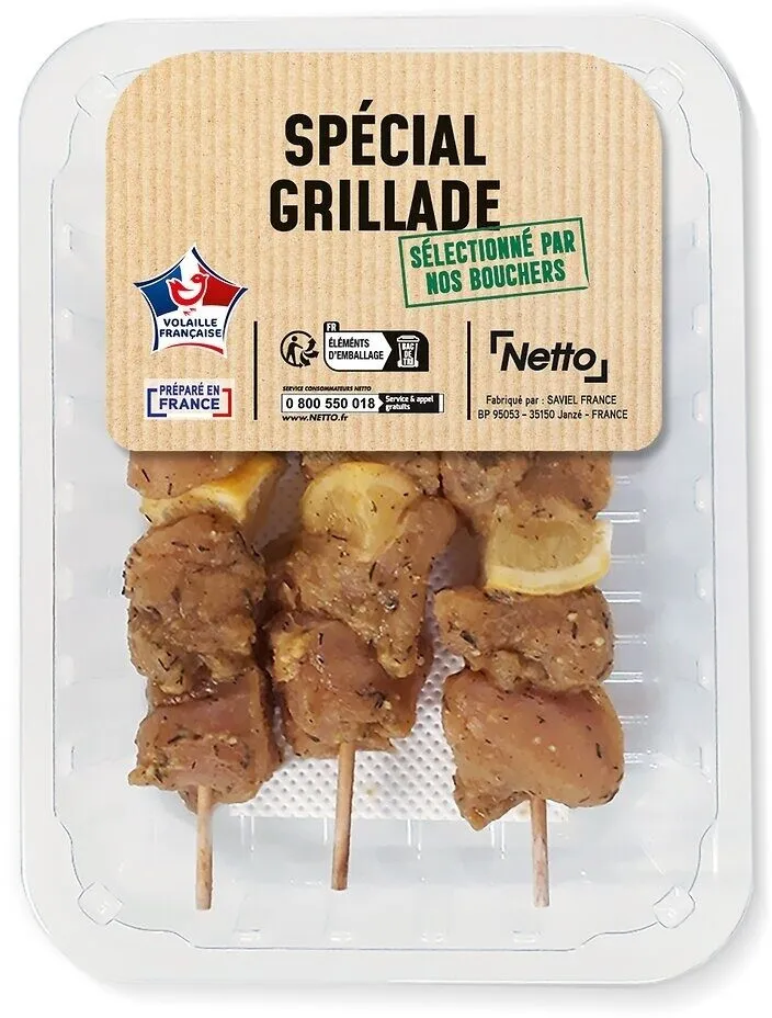 BROCHETTES DE POULET MARINE THYM CITRON - 3x150g
