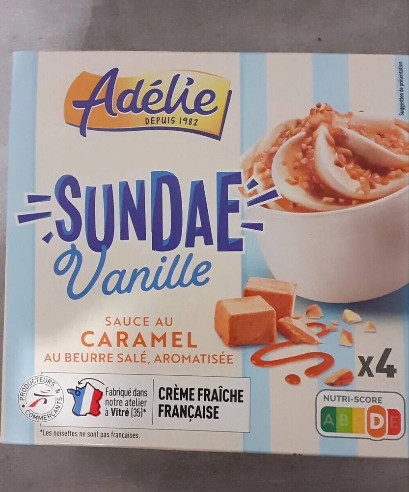 Sundae vanille sauce caramel x4