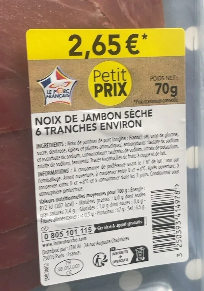 Noix de jambon 6t 70g fe