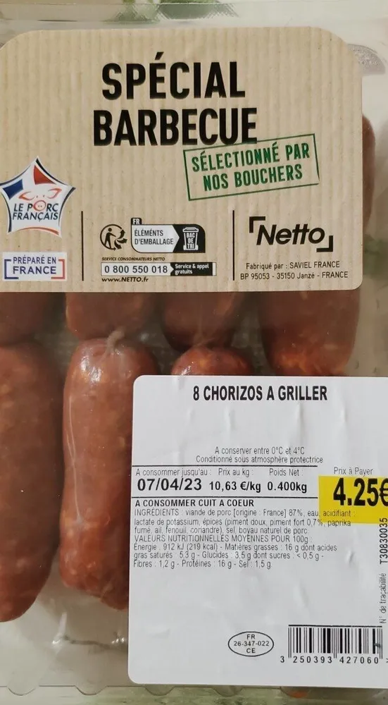 8 chorizo à griller