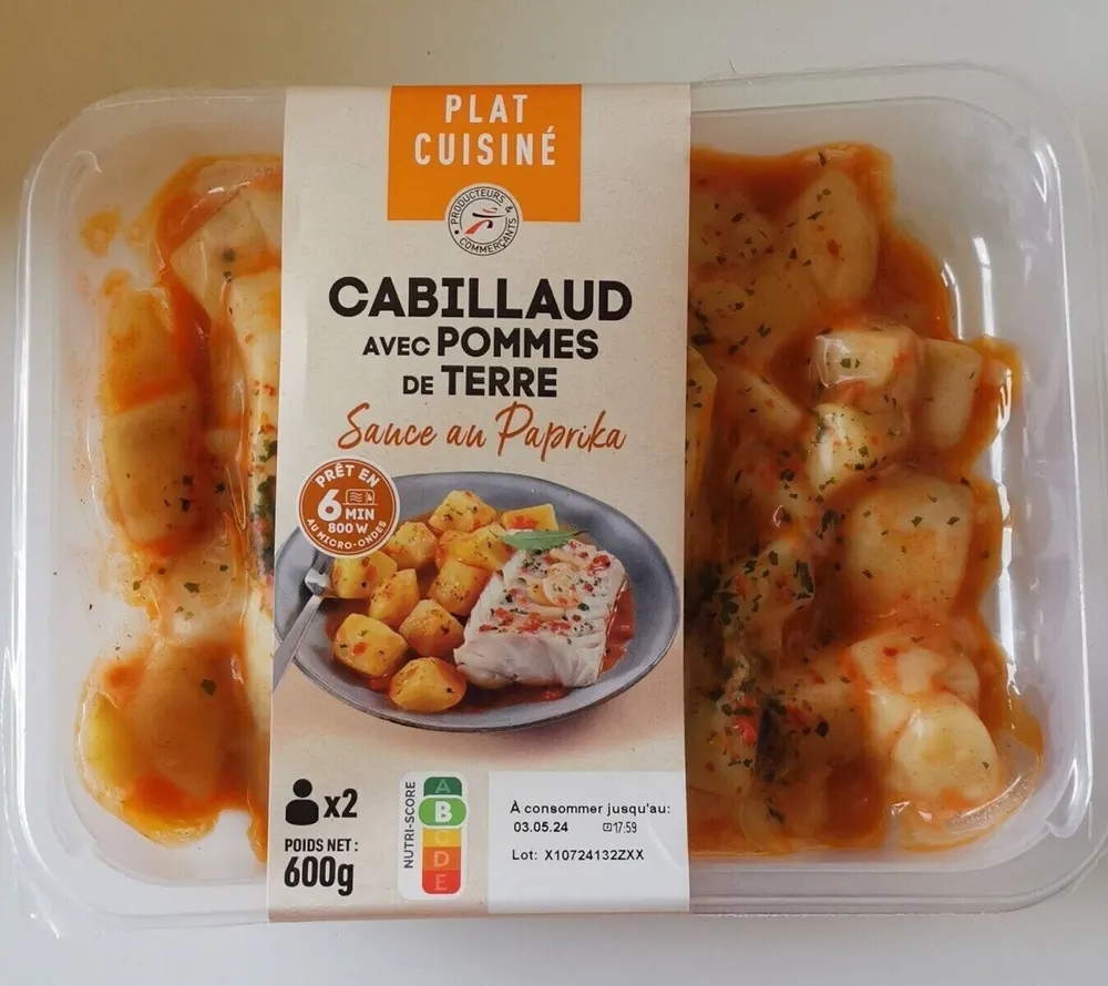 Cabillaud avec pommes de terre sauce au paprika