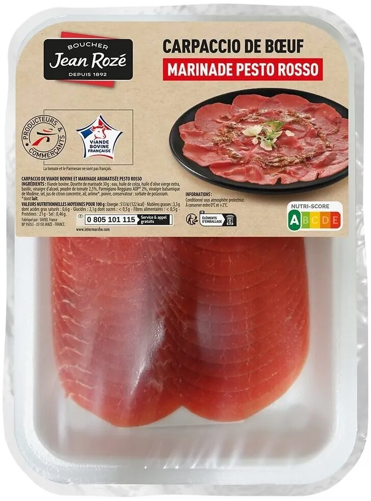 Carpaccio viande bovine 190g Pesto Rosso