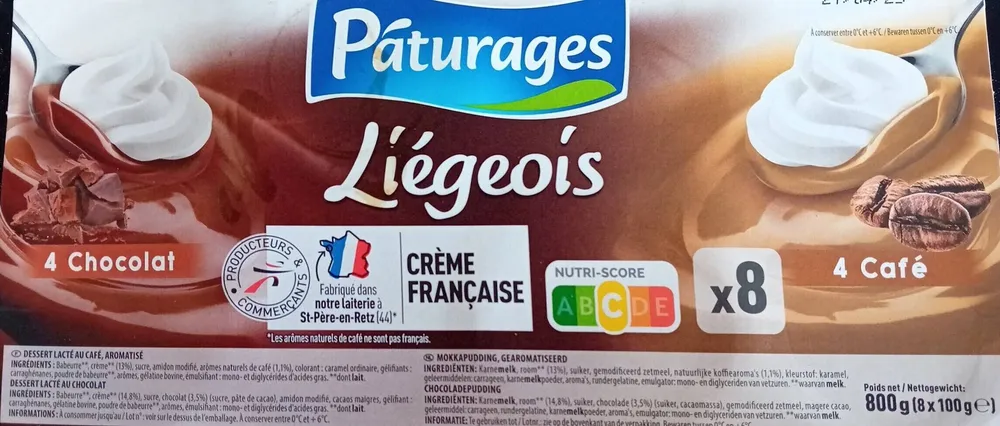 LIEGEOIS PANACHE 8X100G - chocolat, café