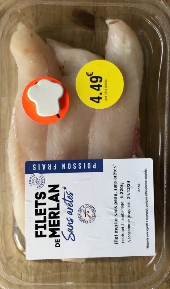 FILETS DE MERLAN Sans arêtes