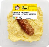 Saucisse aux herbes et purée de pomme de terre