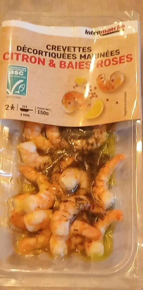 CREVETTES DÉCORTIQUÉES MARINÉES CITRON & BAIES ROSES