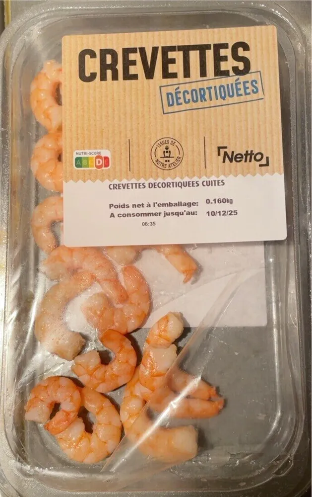 Crevettes décortiquées cuites