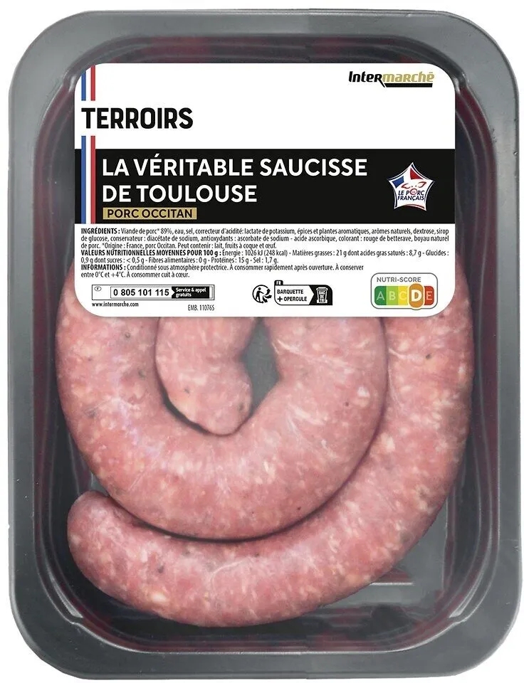 Veritable saucisse de toulouse brasse 400g