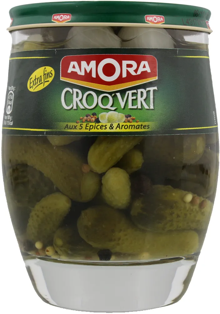 Amora Croq'Vert Cornichons Extra-Fins Verre De Table 140g