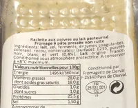 Raclette aux poivres au lait pasteurisé