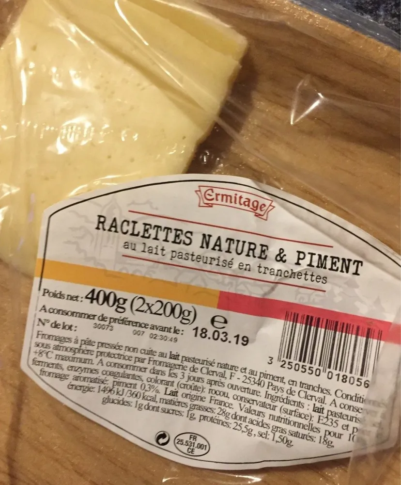 Raclettes Nature et Piments