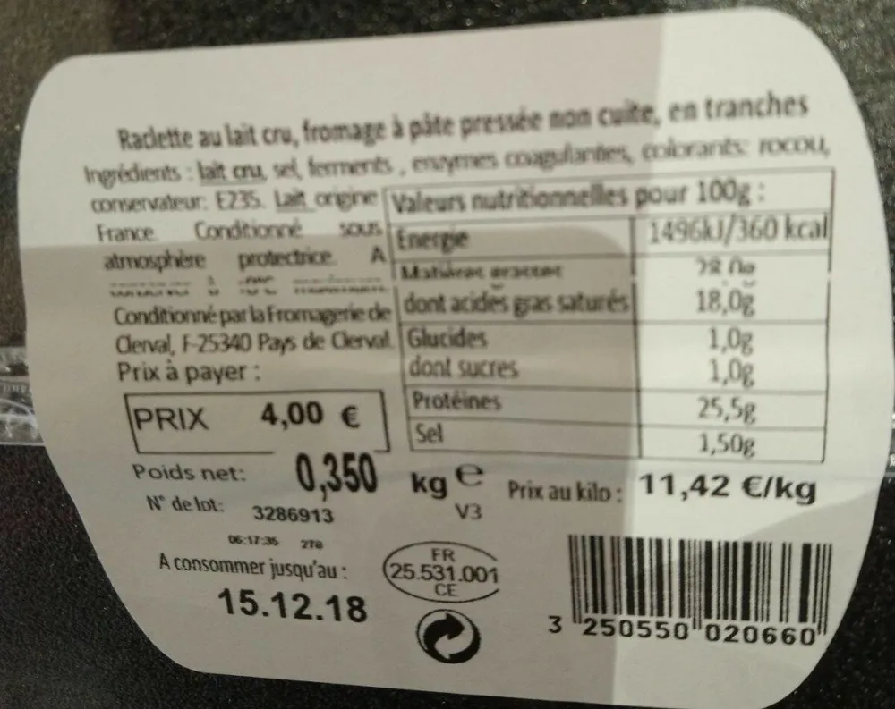 Raclette au lait cru