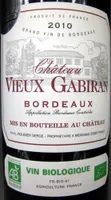 Bordeaux AOC 2010 Bio Château Vieux Gabiran
