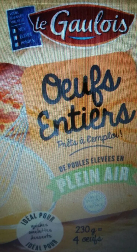 Oeufs entiers prêts à l'emploi