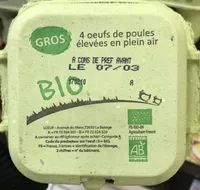 4 oeufs de poules élevées en plein air Gros Bio