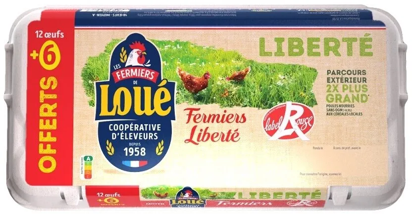 12 oeufs fermiers label rouge de loué + 6 offerts