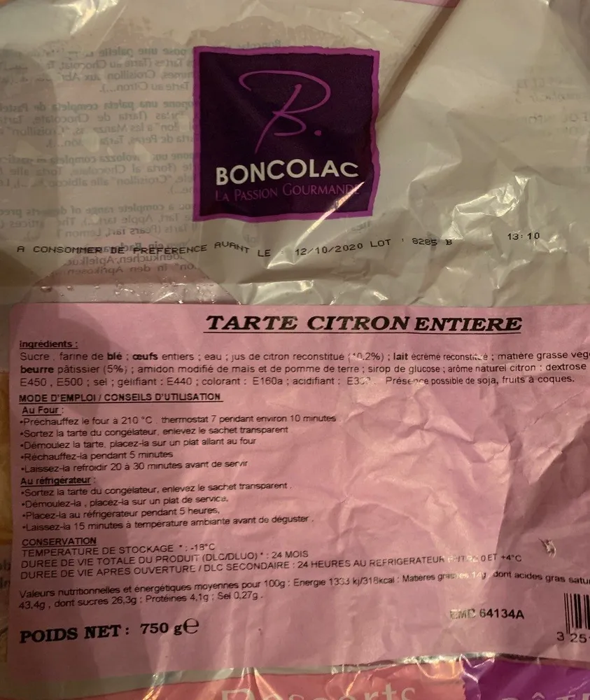 Tarte citron entiere