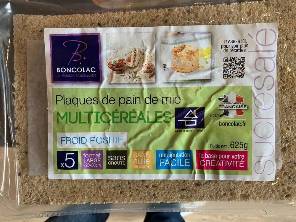 Plaques de pain de mie multicéréales