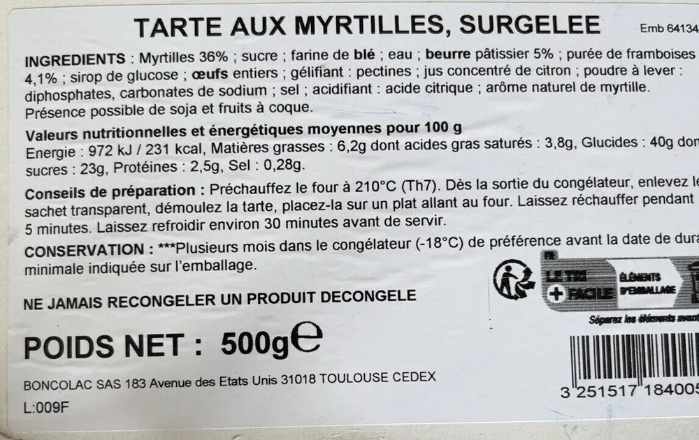 Tarte aux myrtilles