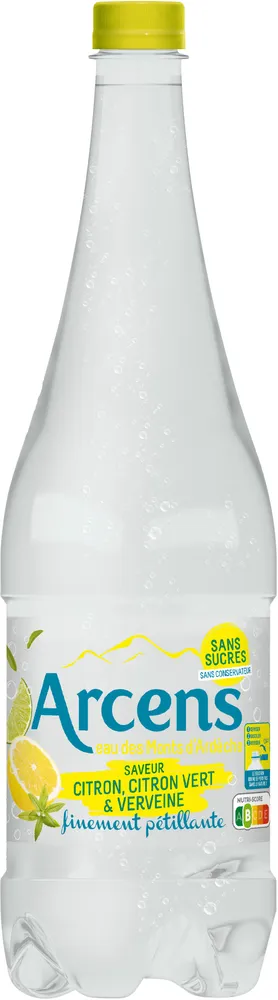ARCENS 1L Eau Minérale Naturelle Finement Pétillante, à l'arôme naturel de citron, citron vert, verveine