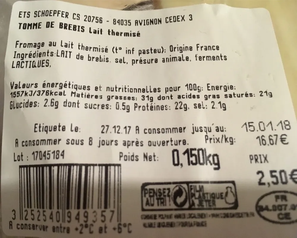 Tomme de brebis
