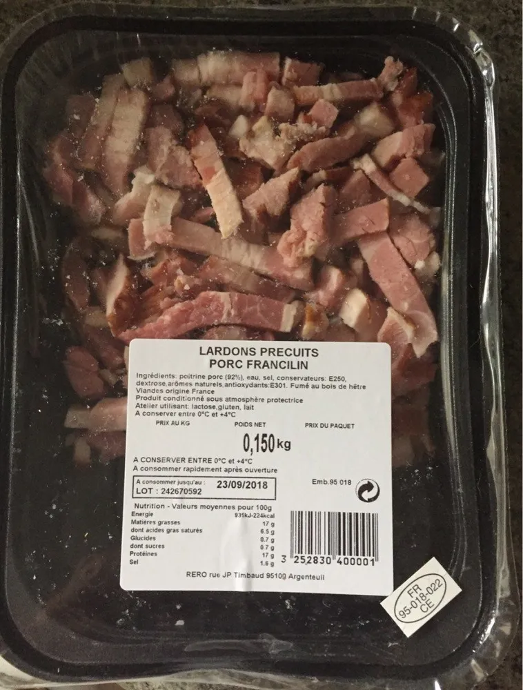 Lardons précuits porc Francilin